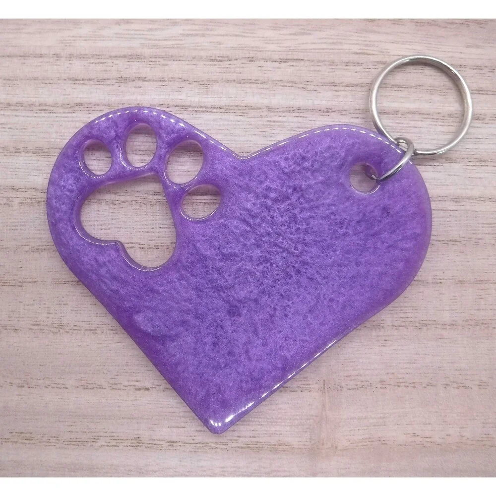 Keychain Heart w/ Paw Print